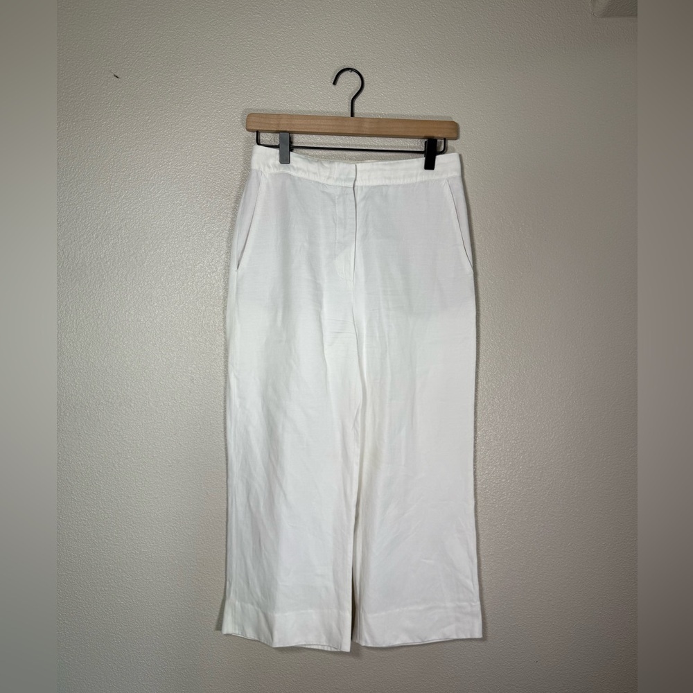 G. Label by Goop white Linen Viscose Cropped Trouser Pants size 4 D17